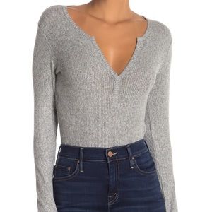 SOCIALITE | Heathered Gray Grey Ribbed Bodysuit